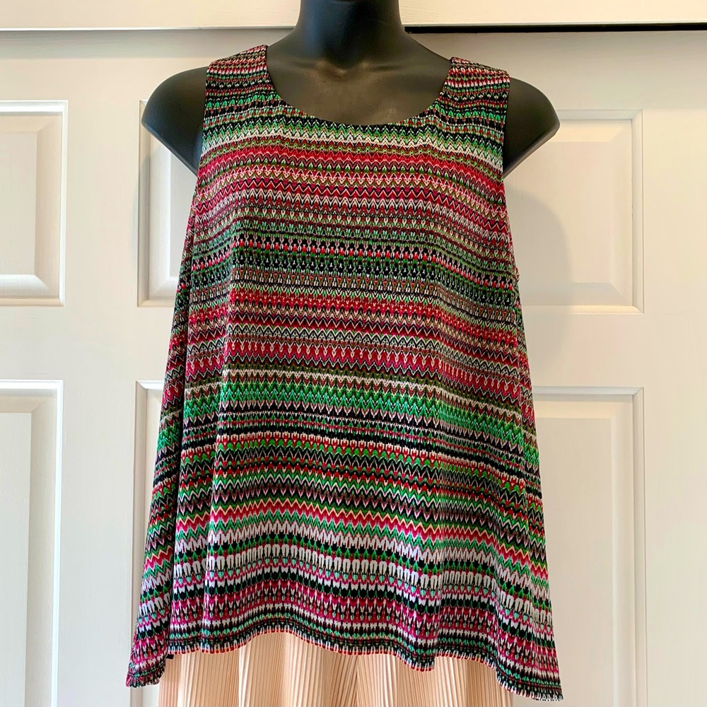 Lane Bryant flowy lined, tank top, abstract print sleeveless blouse, size 14/16